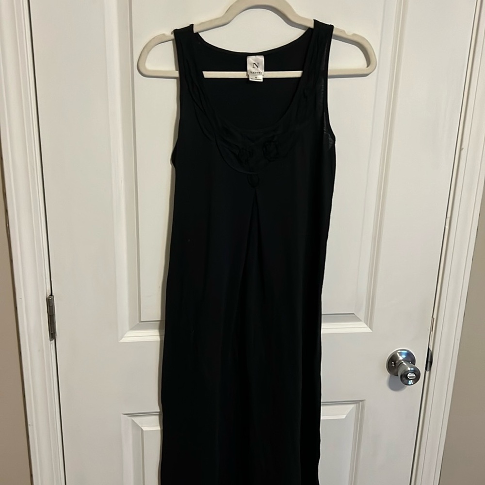 Black maxi dress with chest design